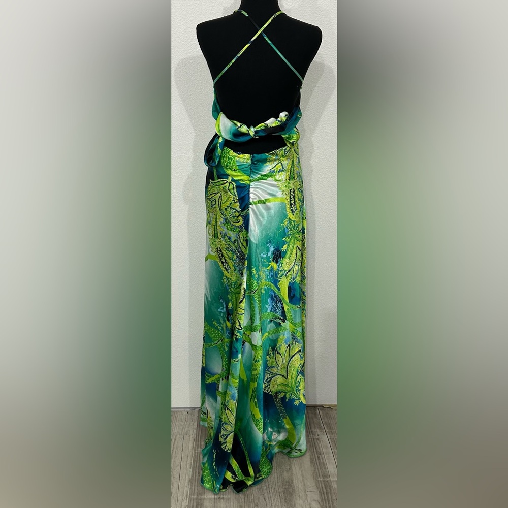 Josh & Jazz Sleeveless Beaded Satin Prom Dress - Multicolored- 9/10 - Used - Picture 3 of 6